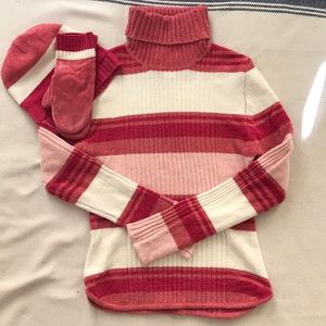 Girls Acrylic Sweater Hat and Gloves Set